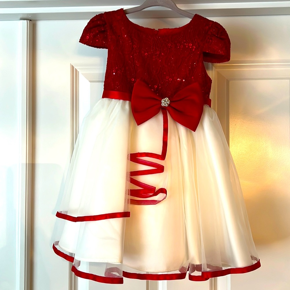 Rare editions red sparkle holiday dress.